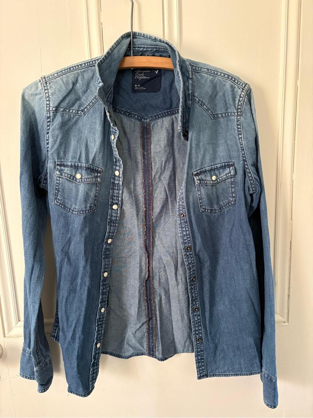 American Eagle 🦅 Jean Button-Down Denim Shirt- Blue